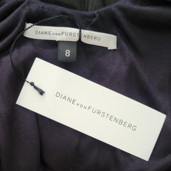 Diane von Furstenberg Lesley Liquid Jersey Dress Black Wet Look NEW MSRP $373 - Picture 12 of 16